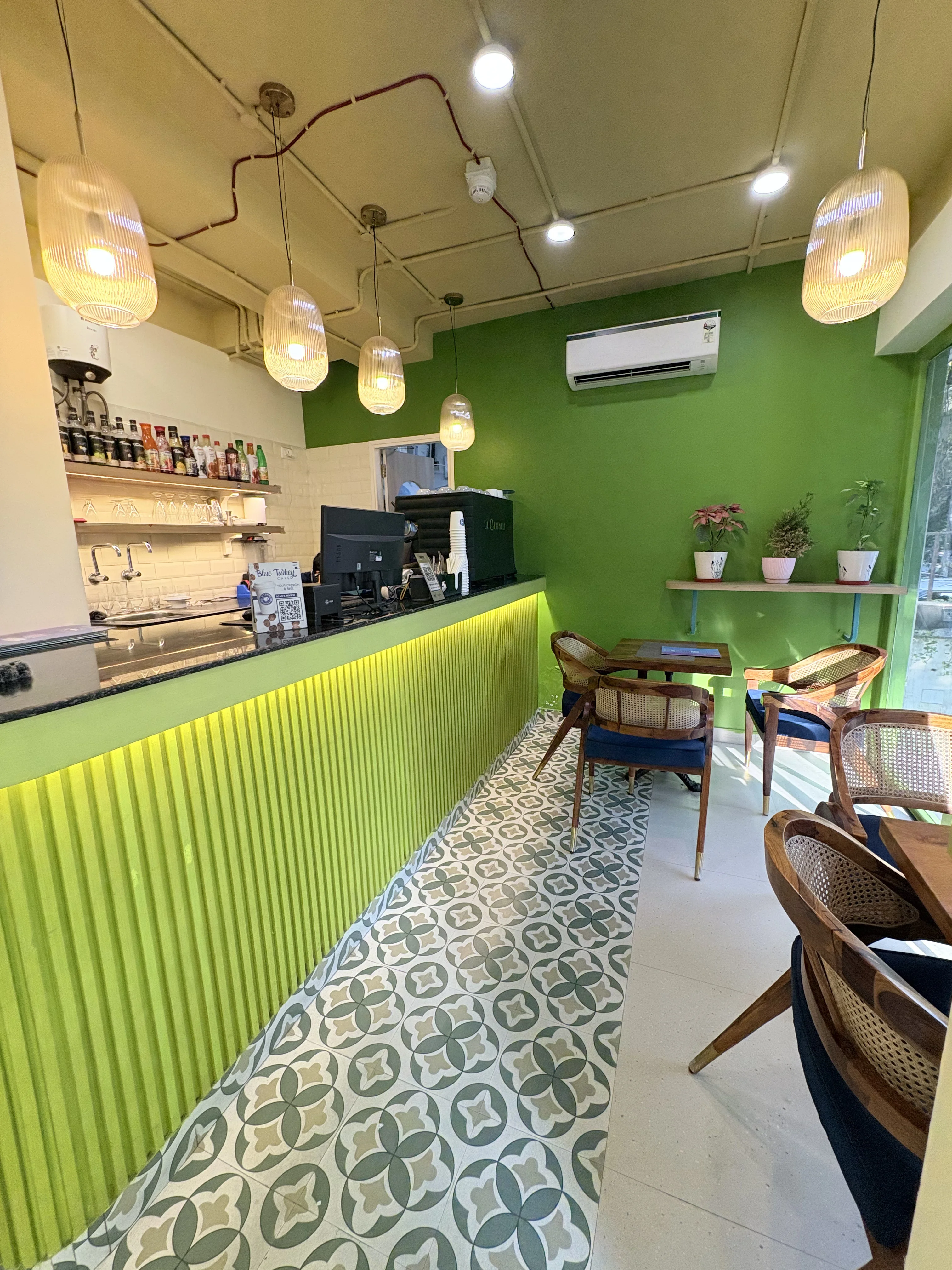 Coffee counter at Blu Turkey Cafe in Delhi