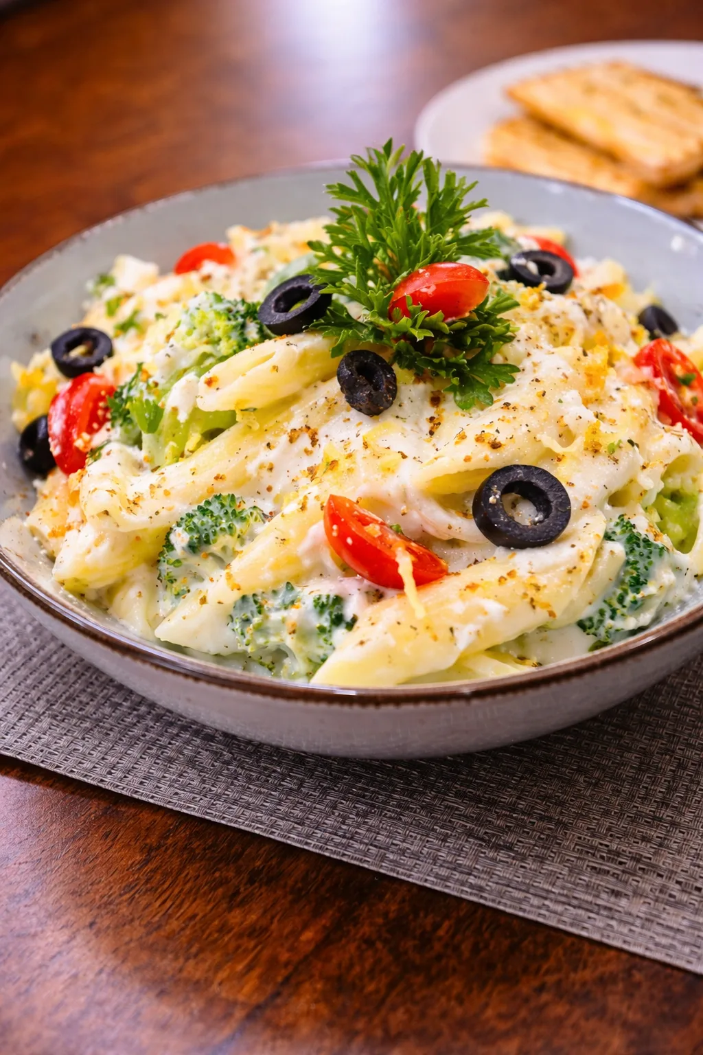 Creamy white sauce pasta at Blu Turkey Cafe Greater Kailash