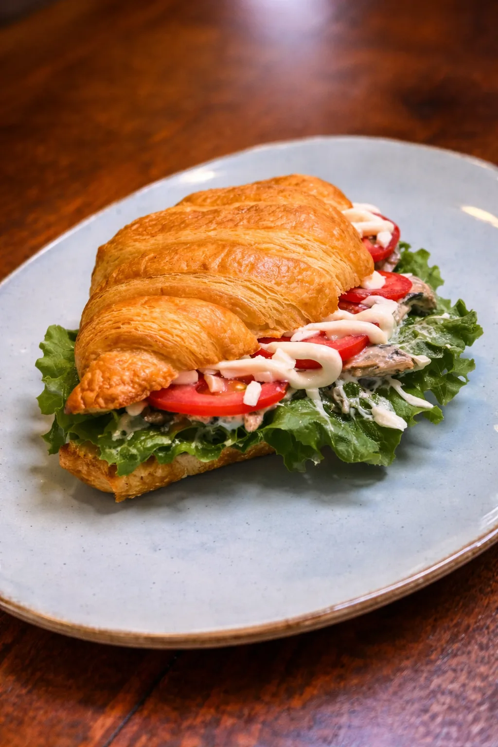 Fresh croissant sandwich at Blu Turkey Cafe Greater Kailash Delhi